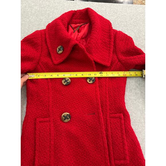 Trina Turk Red Boucle Wool Pea coat -Size 2 - Picture 9 of 11